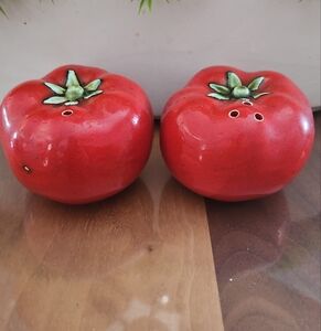Source Unknown Red Tomato Salt and Pepper Shakers
